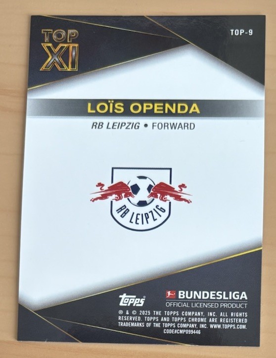 Carte Collection Topps Chrome Bundesliga Lois Openda /10 RB Leipzig - Near Mint