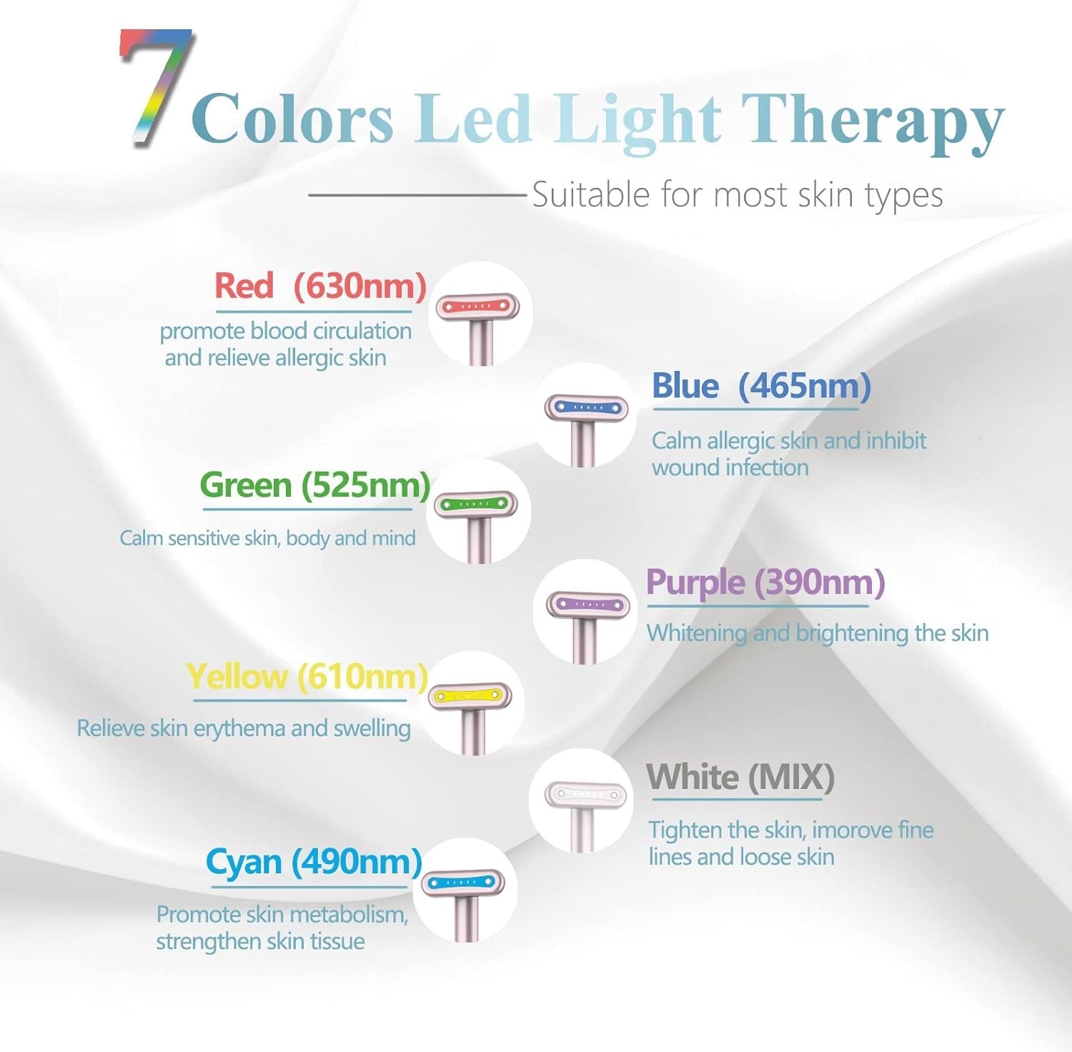 LED Facial Light Therapy Wand: 7 Colors for Smooth, Radiant Skin