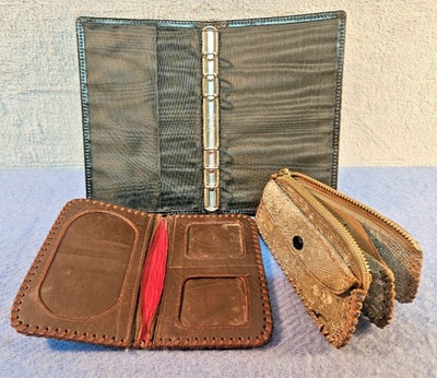 Vintage Leder Restposten WHSmith Organizer Mappe Geldbörse Münzetui Set 3