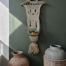 Vintage Drift Wood Macrame Plant Holder Boho Hanging Planter Basket 49