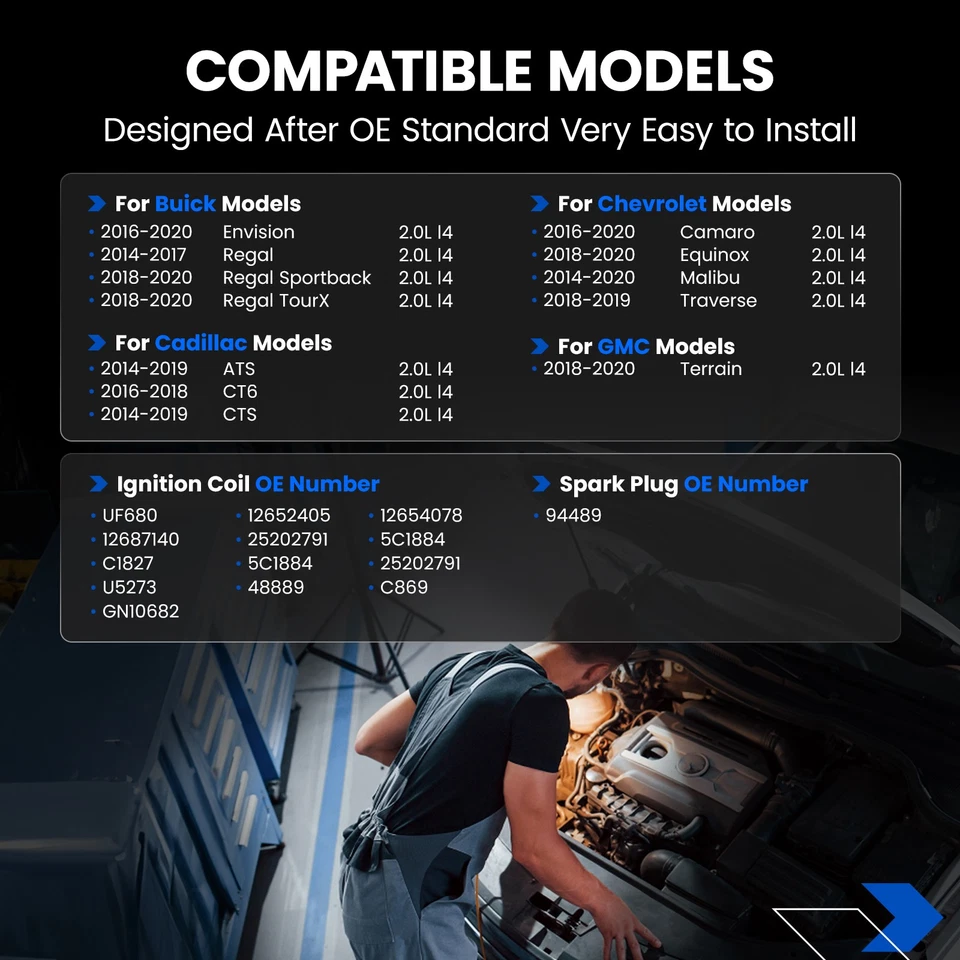 4pcs Ignition Coil & Iridium Spark Plug for 2017 Chevrolet Colorado 2.5L UF680 - Image 3 of 4