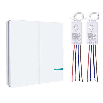 Wireless Lights Switch Kit, Thinkbee 2 Gang Wall Switch with Mini 