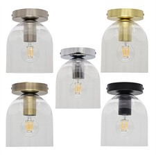 Modern Flush Ceiling Light Fitting Cloche Glass Low Ceiling Lighting