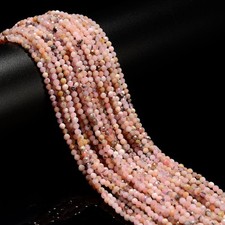 Natural Pink Opal Faceted Round Beads Size 2mm 3mm 15.5" Strand