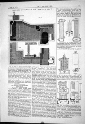 #ad Old Print 1879 Clarke Apparatus Melting Snow Apparatus Waste Heat Exhaust 19th GBP 27.00