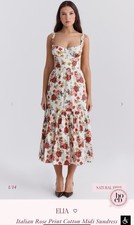 house lf cb Elia Italian Rose Print Cotton Midi Sundress Size M Bigger Cup
