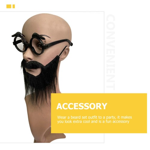 2 Sets Funny Costume Eyewear Decorative Fake Man Beard Beards for Costumes - Picture 12 of 12