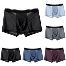 Breathable Mesh Ice Silk Transparent Boxer Briefs Panties for Men's Underwear