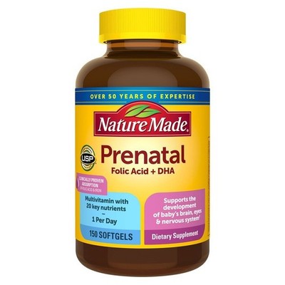 Nature Made Prenatal Folic Acid DHA 150 Softgels Prenatal Multivitamin