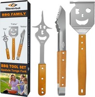 Steven-Bull S Grillbesteck-Set 3-TLG. Extra Langes Grillwerkzeug, Edelstahl