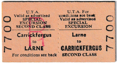 ULSTER TRANSPORT AUTHORITY ( UTA ) Larne - Carrickfergus HIN- UND RÜCKFAHRT