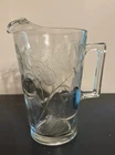 Jeanette Glass Clear Tomato Vine Juice Pitcher with "D" handle - EXC