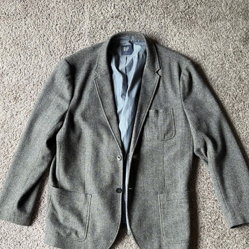  Gap Wool Tweed Gray Herringbone Single-Breasted Two-Button Men's Blazer XXL