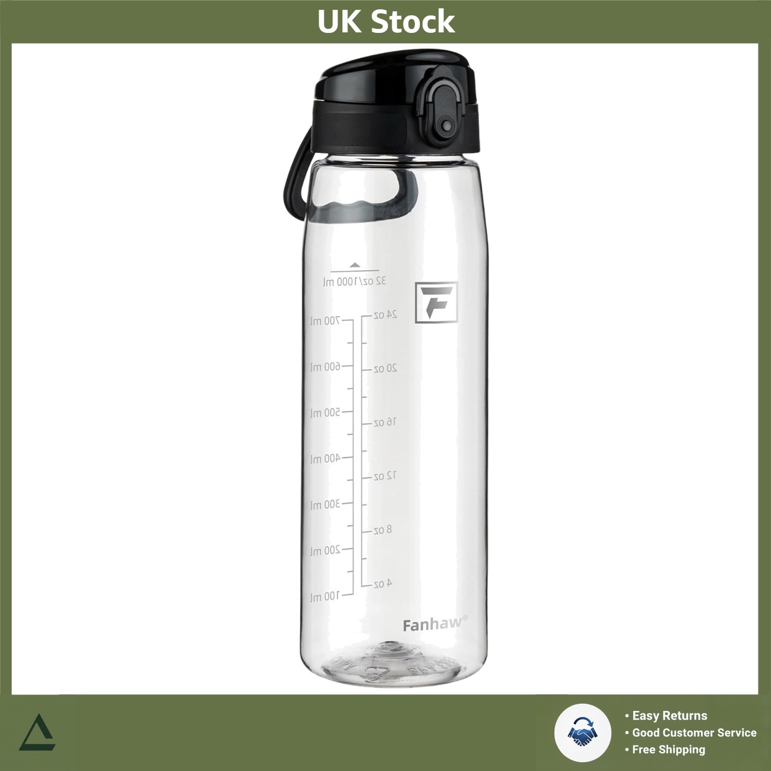 Leak-Proof Tritan Water Bottle with Chug Lid - Clear, 1 Liter