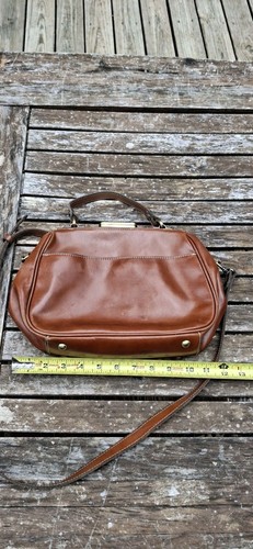 Patricia Nash Cross Body Frame Doctor Handbag Satchel Leather Bag Brown W/Clasp - Picture 8 of 15