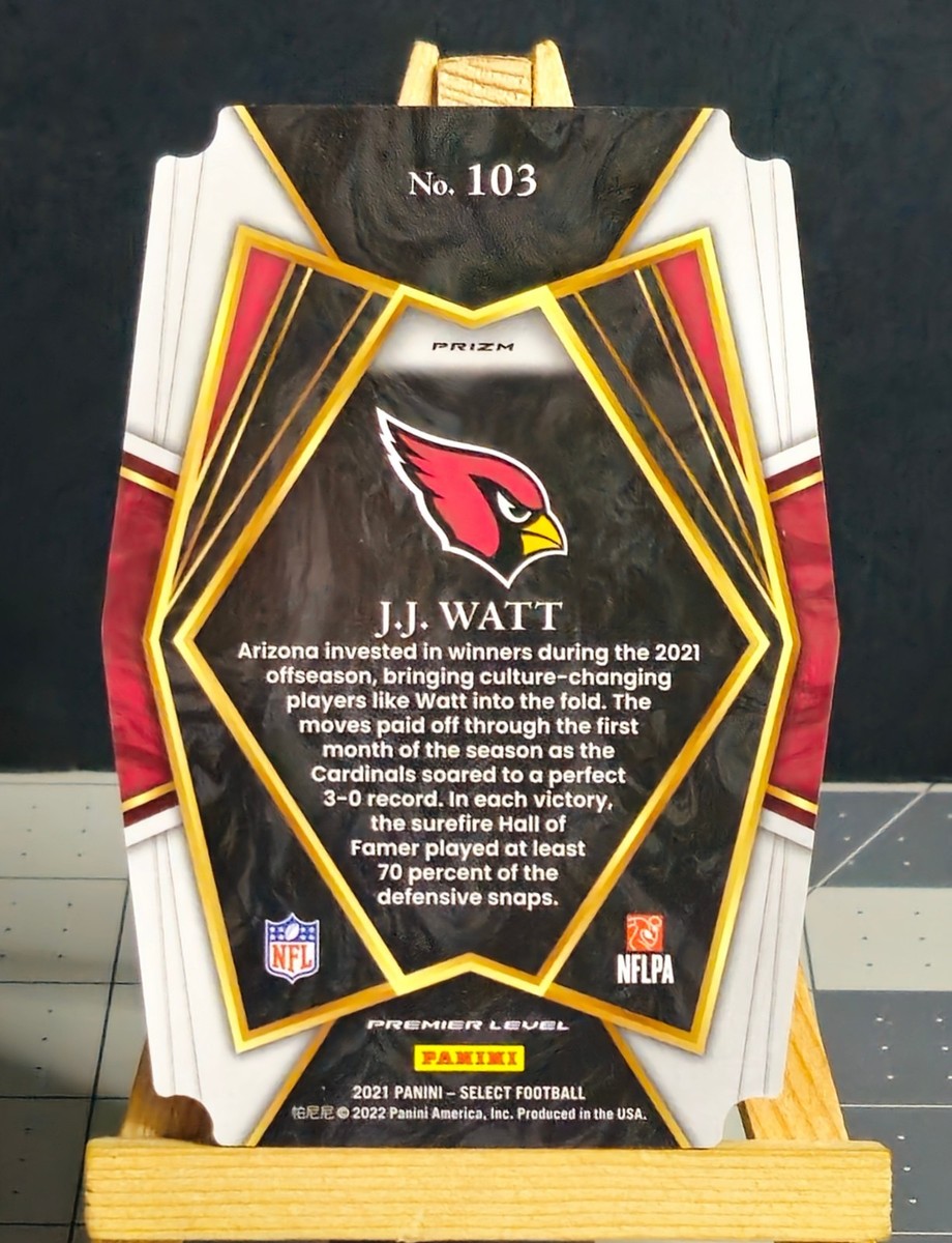 2021 Select #103 JJ Watt RED & YELLOW PRIZM DieCut Cardinals