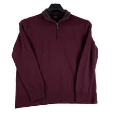 UNTUCKIT Belguardo Men's Burgundy 1/4 Zip Long Sleeve Knitted Wool Sweater XXL