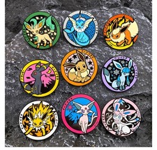Set of 9 Anime cartoon Eevee family High Quality Metal Enamel Pin Badge Gift