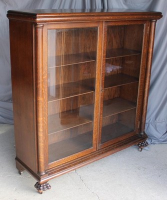 Antique Oak Bookcase   original finish   double door