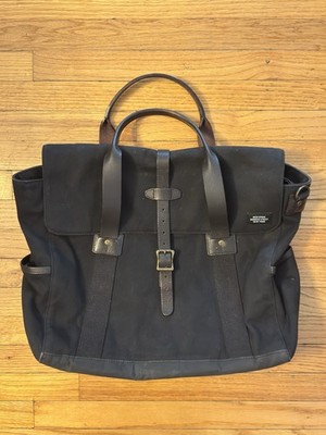 Jack Spade Briefcase Bag Twill Canvas Leather Faded Black No Strap