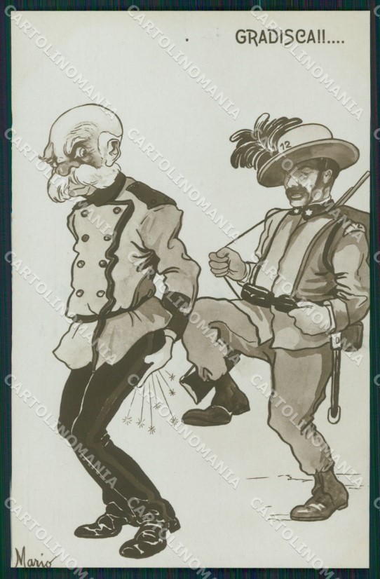 Militari Bersaglieri Propaganda WWI Imperatore Norfini foto cartolina QT5578