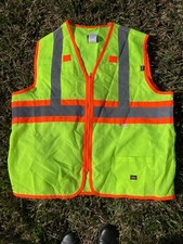 Dickies Safety Vest Men Green 3M Reflective Taping ANSI Class 2 Zip Front 2XLR