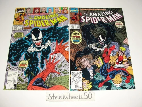Amazing Spiderman #332 & 333 Comic Lot Marvel 1990 Vs Venom Styx Stone Larsen