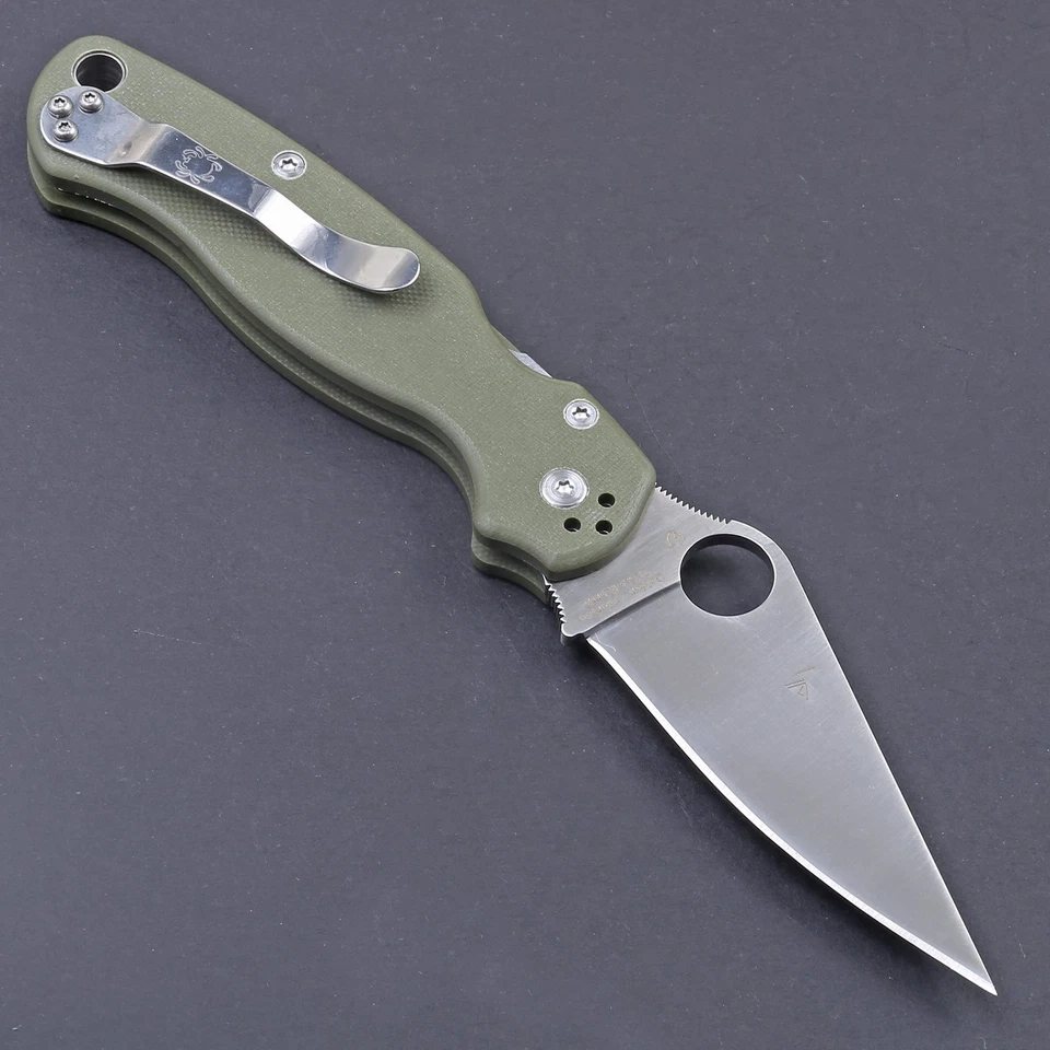 Military Outdoor Survival Knife Folding Spear Point Blade Green G10 Handle Edc - Image 2 of 4