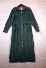 VTG Eddie Womens Dress S Green Corduroy Maxi Cabin Core Cottage Grannie Heritage