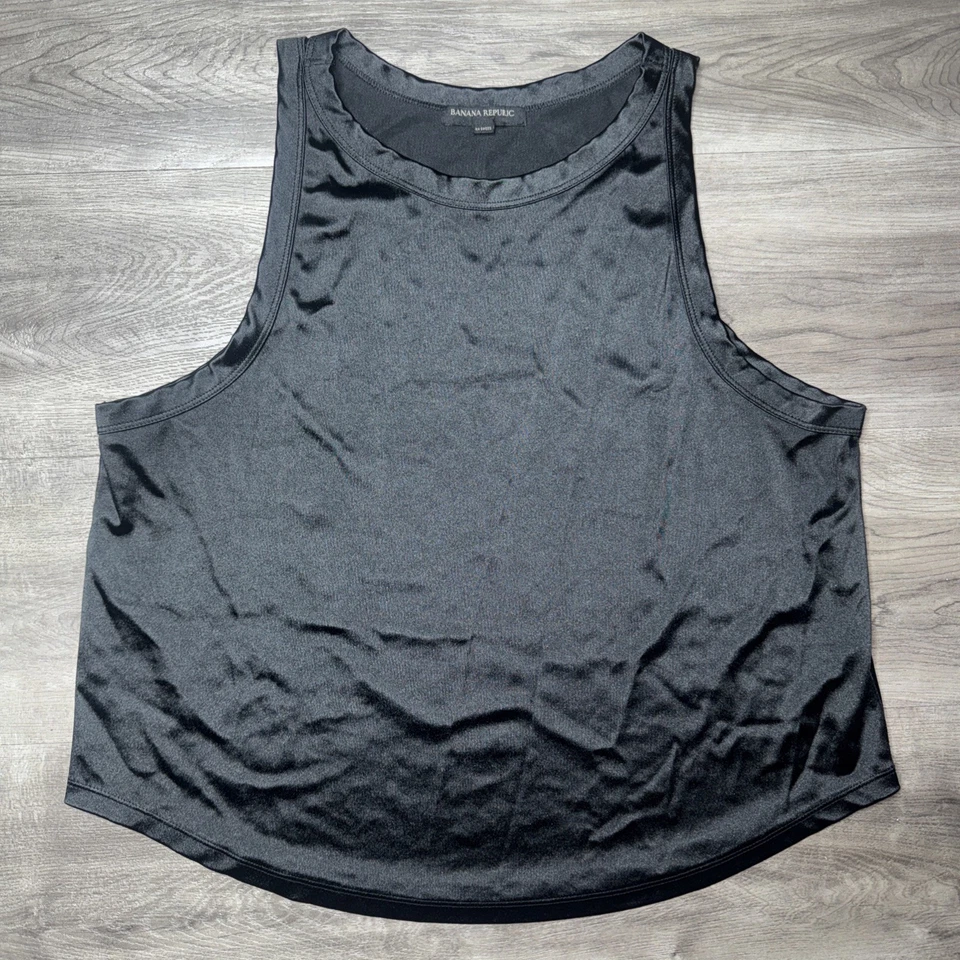 Camiseta sin mangas Banana Republic negra elástica de spandex para mujer talla XL Foto 2 de 4