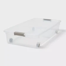 60qt Latching Clear Storage Box with Gray Latches