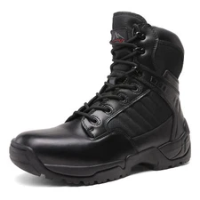 Men's Military Boots Side Zipper Hiking Combat Shoes-Wide Size