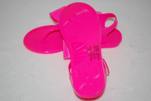 Toddler Girls HOT PINK GEL T-STRAP THONG SANDALS w/ BOW Ankle Strap 7 8 9 10 11 - Picture 3 of 3