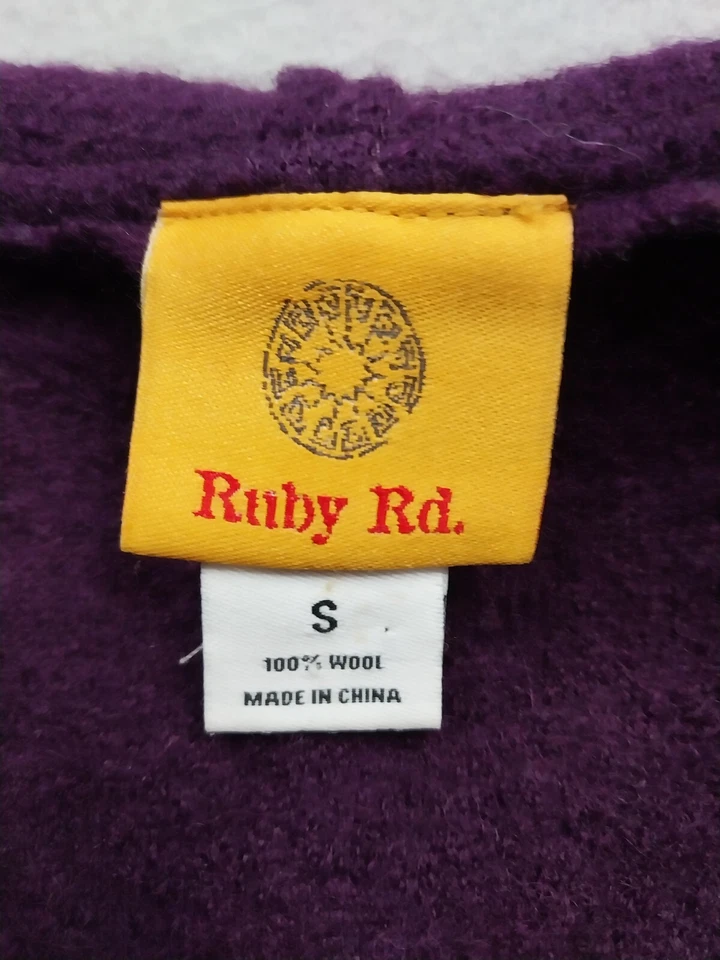 RUBY RD.  Chaqueta 100 % lana para mujer talla pequeña púrpura bolsillos abotonados con capucha Foto 3 de 4