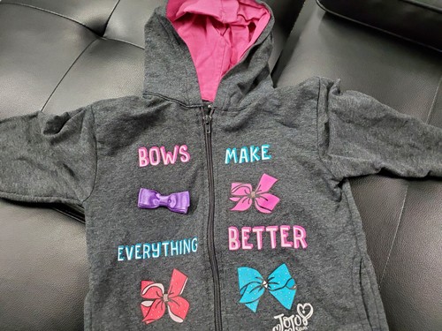 JoJo Siwa Gray Full Zip Hoodie/Bows size M (10-12) - Picture 5 of 8