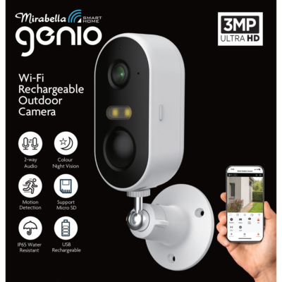 Mirabella Genio WiFi 3MP Outdoor Battery Camera IR Night Vision