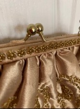 Vintage La Regale Gold Beaded Clutch Purse With Strap