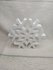 New 7" White Snowflake Cutout Wood Block SIGN Decor Winter Tier Tray Christmas