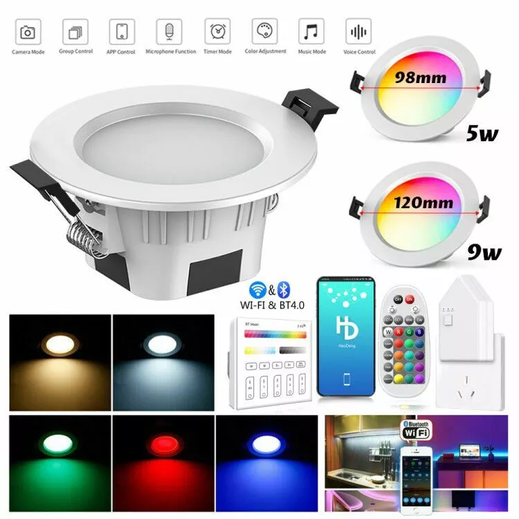 RGB Bluetooth 5W 9W Dimmable LED WIFI Downlights Recessed Ceiling Downlight Lamp