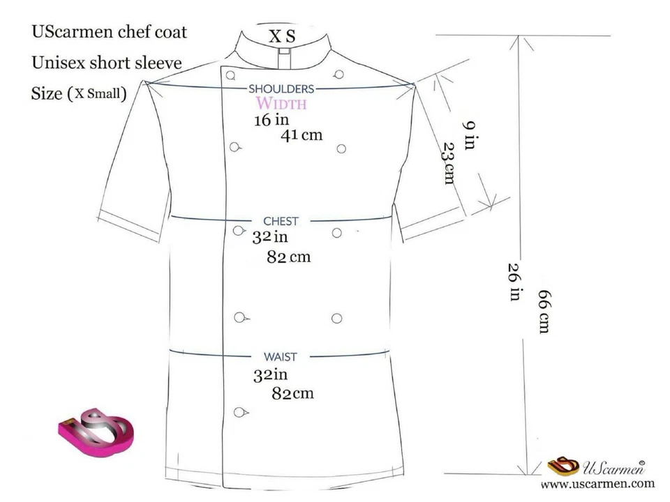 UScarmen Juniors Child Classic Short Sleeve Chef Coat 0180908 White XS Chef Tie - Image 2 of 4