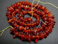 Natural Baltic Cherry Amber Nugget Freeform Untreated Gemstone Bead Strand 16"