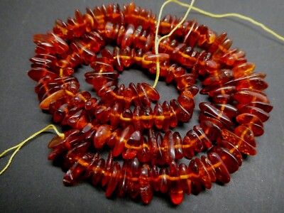 Natural Baltic Cherry Amber Nugget  Freeform Untreated Gemstone Bead Strand 16''