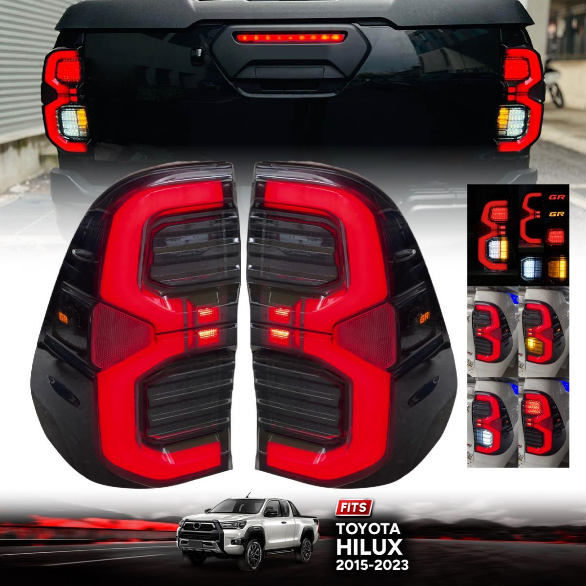 FIT TOYOTA HILUX PICKUP 2015-2023 SMOKE LED TAIL LAMP REAR LIGHT 