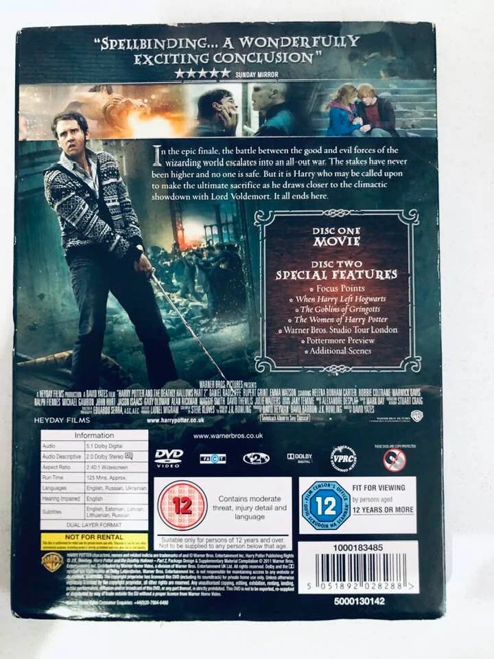 HARRY POTTER AND THE DEATHLY HALLOWS PART 2 DVD R2 - Image 3 of 3