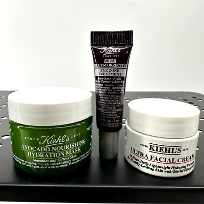Kiehls Avocado Hydration Mask Ultra Facial Cream Eye Zone Treatment LOT of 3