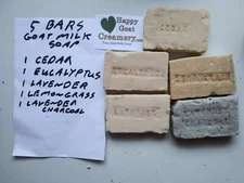 5 BARS RAW GOAT MILK SOAP PURE ESSENTIAL OILS HAPPY GOAT CREAMERY CHEAP BULK LOT