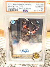 2022 Bowman Chrome YENDRY ROJAS Auto #CPAYR PSA 10 Gem Mint