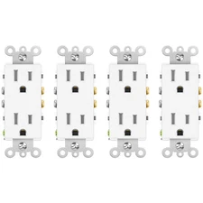 White Outlet Decora Duplex Receptacle 15 Amp 125 Volt Tamper Resistant 4 pack