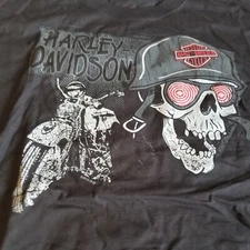 Crazy Eyes Skull Helmeted Harley Davidson Smoky Mountain Tee Shirt Size XL