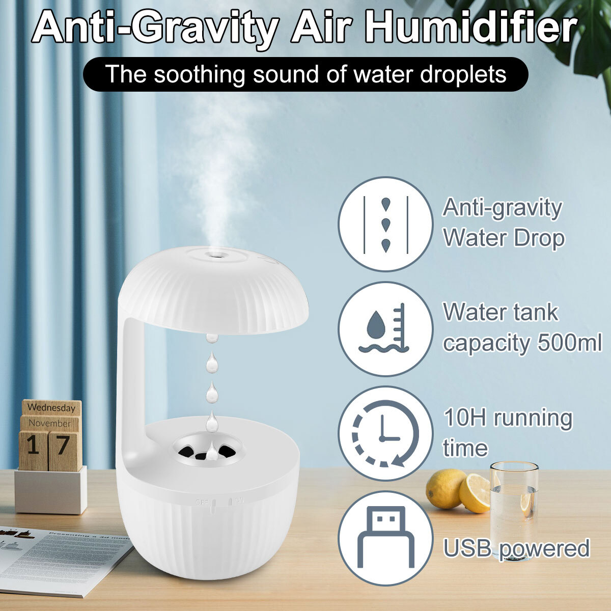 500ml Antigravity Air Humidifier USB Powered Air Humidifier Small Aroma DA eBay